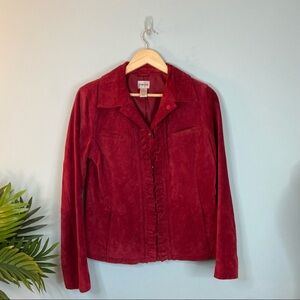 Chico’s Red Button Front Leather Jacket